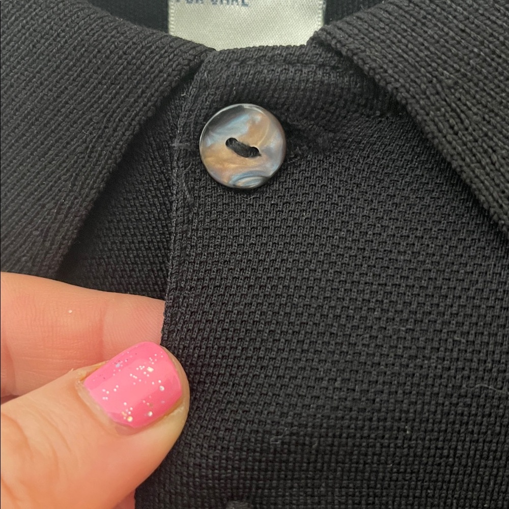 XXL- Black 100% Silk Sweater with Shell Buttons , Lightweight Knit Long Sleeve - Picture 5 of 8